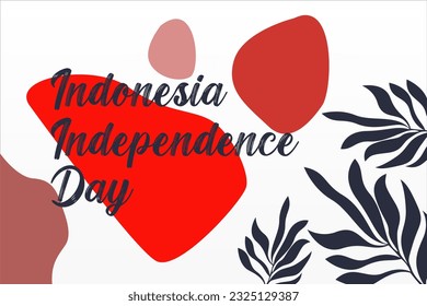 Indonesia independence day background illustration in bohemian design style. Indonesia independence day in botanical boho style