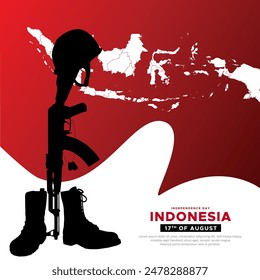 Indonesia independence day background with indonesia maps. 79th Indonesia independence day