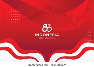 Indonesia Independence Day background with red and white ribbon. Vector illustration of Indonesia Independence Day celebration.