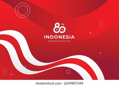 Indonesia Independence Day background with red and white ribbon. Vector illustration of Indonesia Independence Day celebration.