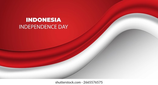 Indonesia Independence Day Background with Red and White Wave Flag – Vector Design.