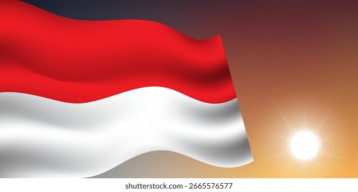 Indonésia Dia da Independência Fundo com bandeira de onda vermelha e branca - Projeto vetorial.