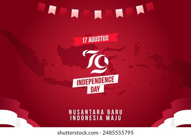 Indonesia Independence Day Banner. Anniversary 79th of Republic of Indonesia Independence Day background