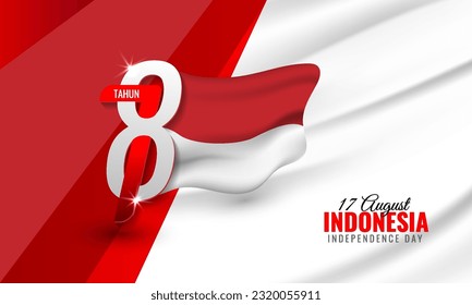 Banner de fondo del Día de la Independencia de Indonesia con bandera indonesia. 78 años Día de la Independencia de Indonesia. Ilustración del vector