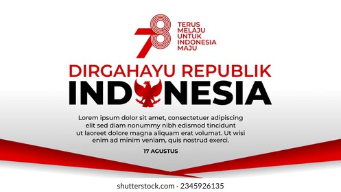 Indonesia Independence Day banner vector illustration. 17 August 1945 Indonesia Independence Day Template vector. Vector red color Flat design, Illustration of flag for banner.