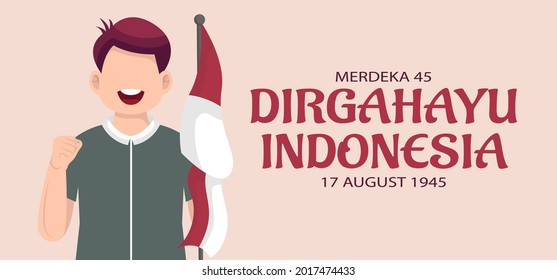 Indonesia independence day celebration greeting card. Vector Illustration