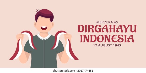 Indonesia independence day celebration greeting card. Vector Illustration