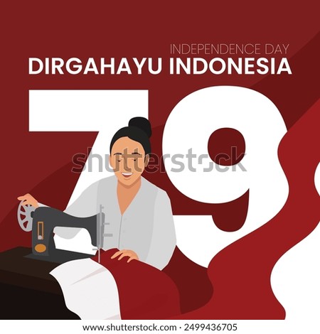 indonesia independence day celebration template social media sewing flag national heroine illustration