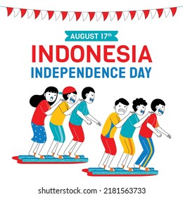 Indonesia independence day with character illustration