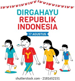 Indonesia independence day with character illustration