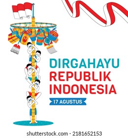 Indonesia independence day with character illustration