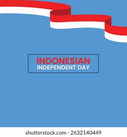 indonesia independence day flag background and ribbon vector illustration