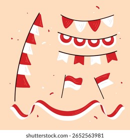 Conjunto de Ilustración vectorial de bandera del Día de la Independencia de Indonesia
