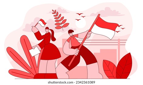 indonesia independence day flat illustration