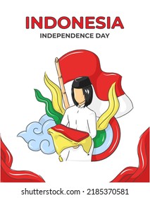 indonesia independence day flat vector design illustration