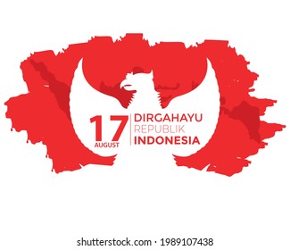 Indonesia Independence Day Garuda Map Brush Vector