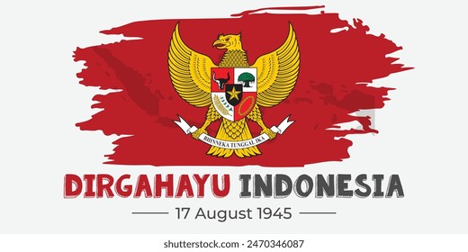 Indonesia Independence Day Garuda Map Brush, editable font, typography, modern text with Indonesia map background
