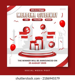 Indonesia independence day giveaway social media banner template