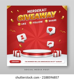 Indonesia independence day giveaway social media banner template