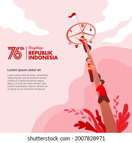 Indonesia independence day greeting card with traditional games concept illustration. Dirgahayu Republic indonesia translates to Republic of Indonesia independence day