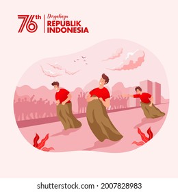 Indonesia independence day greeting card with traditional games concept illustration. Dirgahayu Republic indonesia translates to Republic of Indonesia independence day