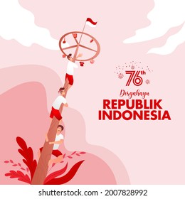 Indonesia independence day greeting card with traditional games concept illustration. Dirgahayu Republic indonesia translates to Republic of Indonesia independence day