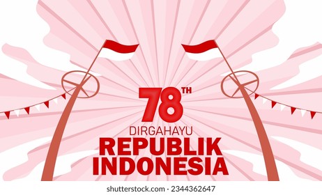 Tarjeta de saludo del Día de la Independencia de Indonesia con ilustración conceptual de juegos tradicionales. Dirgahayu Republic indonesia se traduce como el Día de la Independencia de la República de Indonesia