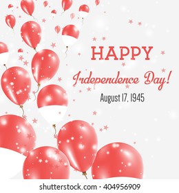 Indonesia Independence Day Greeting Card. Flying Balloons in Indonesian National Colors. Happy Independence Day Indonesia Vector Illustration.