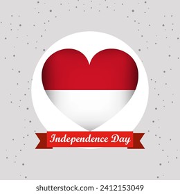 Indonesia Independence Day With Heart Emblem Design
