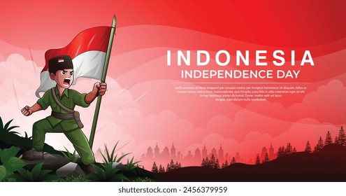 Diseño del Anuncio Día de la Independencia de Indonesia o Día del héroe