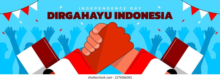indonesia día de la independencia banner horizontal vector diseño plano