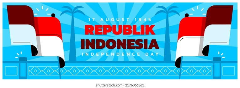 indonesia independence day horizontal banner vector flat design