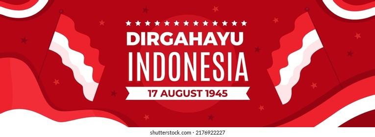 indonesia independence day horizontal banner vector illustration flat design