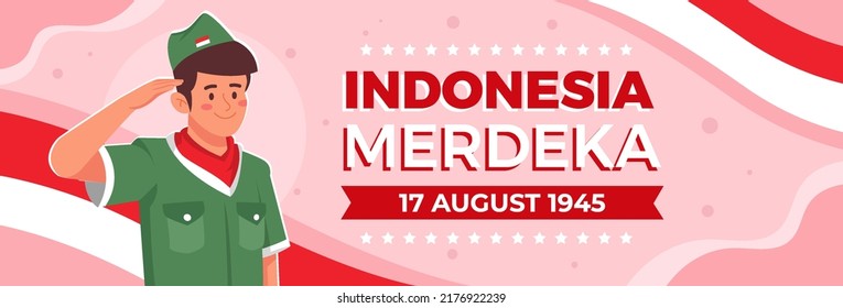 indonesia independence day horizontal banner vector illustration flat design