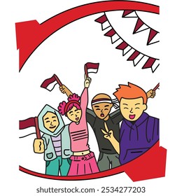 Indonesia Independence Day Illustration for Design Element