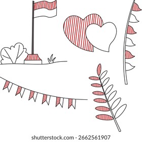 Dia da independência da Indonésia Ilustração. elementos do dia da independência da Indonésia. ilustração vetorial