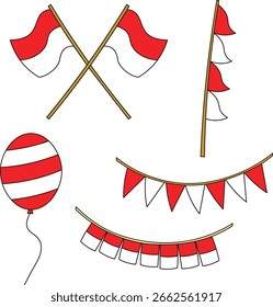 Indonesien Unabhängigkeitstag Illustration. Elemente des indonesischen Unabhängigkeitstages. Vektorgrafik