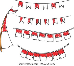 Día de la independencia de Indonesia Ilustración. Elementos del día de la independencia de Indonesia. Ilustración vectorial