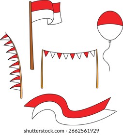 Día de la independencia de Indonesia Ilustración. Elementos del día de la independencia de Indonesia. Ilustración vectorial