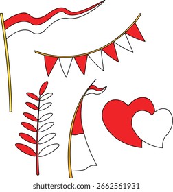 Día de la independencia de Indonesia Ilustración. Elementos del día de la independencia de Indonesia. Ilustración vectorial