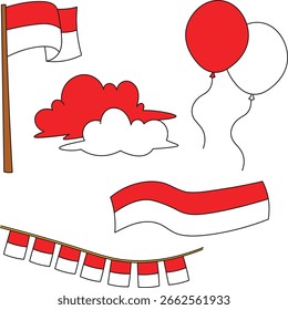 Dia da independência da Indonésia Ilustração. elementos do dia da independência da Indonésia. ilustração vetorial