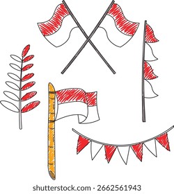 Indonesia independence day Illustration. elements of Indonesia's independence day. vector illustration