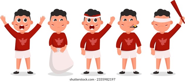 indonesia independence day illustration vector pack 