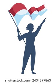 indonesia independence day illustration with woman and flag vector isolated