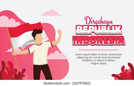 Indonesia Independence day landing page with people illustration