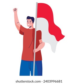 indonesia independence day man character illustration