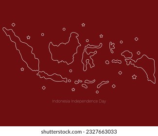 Indonesia Independence Day Indonesia Map Line Art