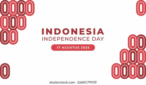Indonesien Unabhängigkeit Tag Muster Hintergrund. Abstraktes geometrisches Schablonenposter und Bannerhintergrund in Rot und Weiß. Indonesien National Day Grafikelement Design.