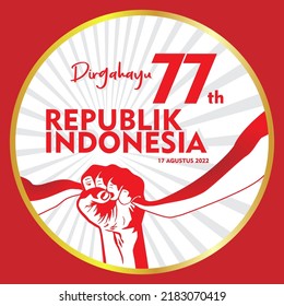 Indonesia independence day poster banner vector illustration punch hold flag. square simple design for celebration indonesian birthday. august 17

