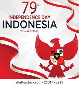 Indonesia independence day poster design red and white, 17 august independence day. EPS FILE